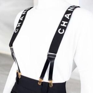 CHANEL logo Black and Gold Suspenders